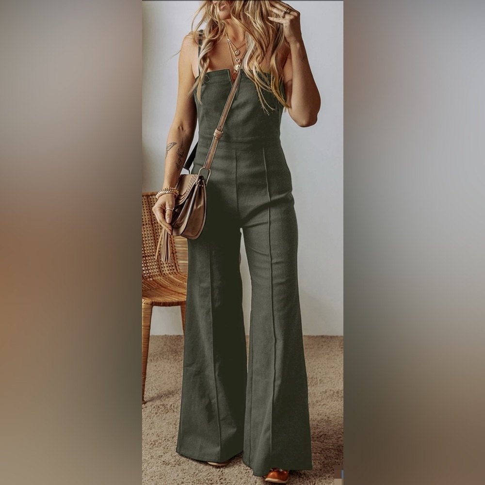 Chic Olive Wide Leg Jumpsuit for Women